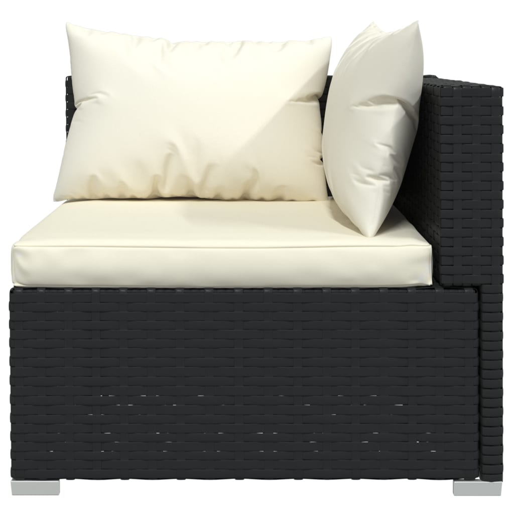 Wicker Patio Furniture 3 Piece With Cushions Black Poly Rattan