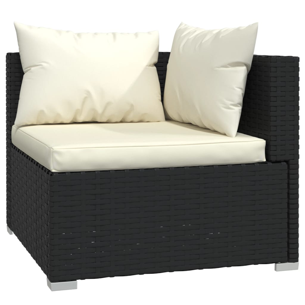 4 Piece Patio Lounge Set With Cushions Black Poly Rattan