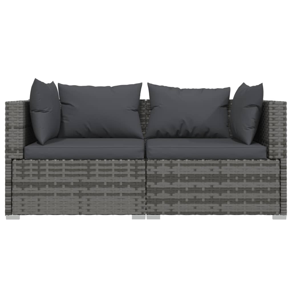 Patio Loveseat With Cushions Gray Poly Rattan