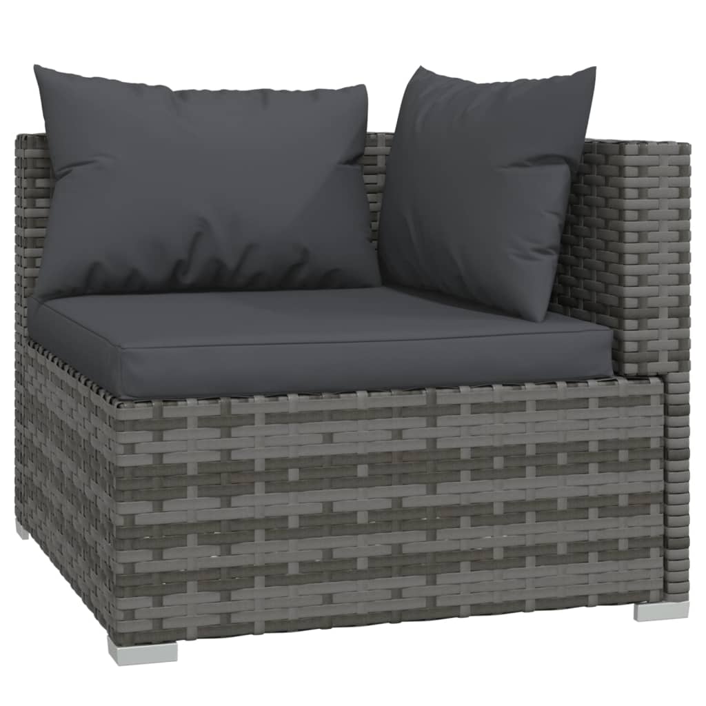 Patio Loveseat With Cushions Gray Poly Rattan