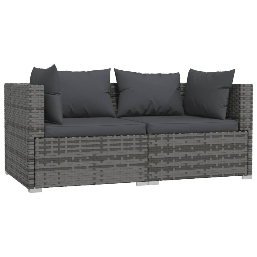 Patio Furniture Set 3 Piece With Cushions Gray Poly Rattan