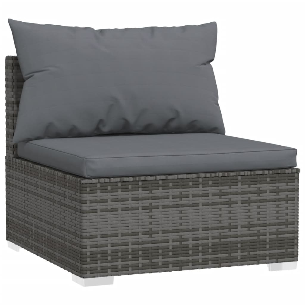 Wicker Patio Furniture 3 Piece With Cushions Gray Poly Rattan