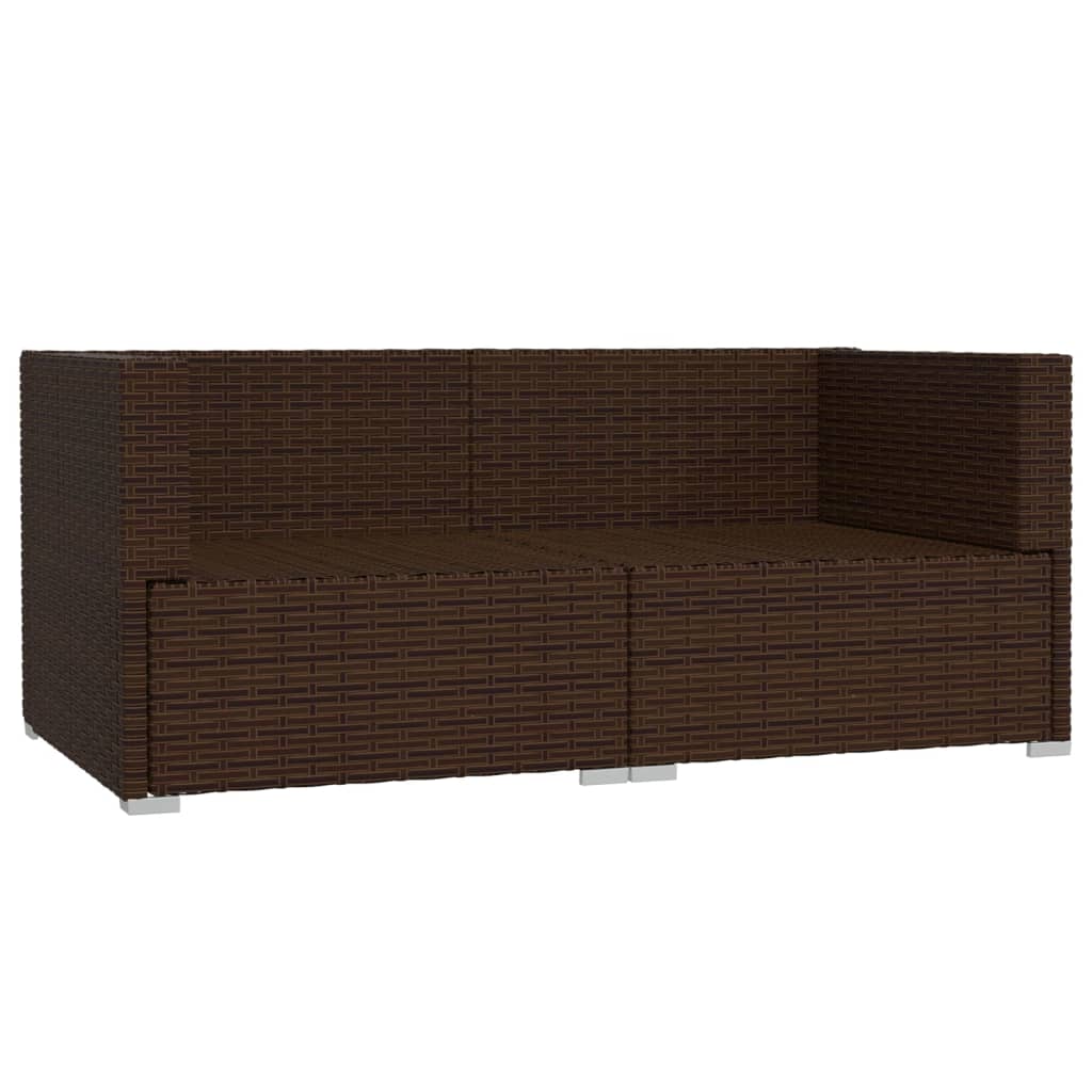 Patio Loveseat With Cushions Brown Poly Rattan