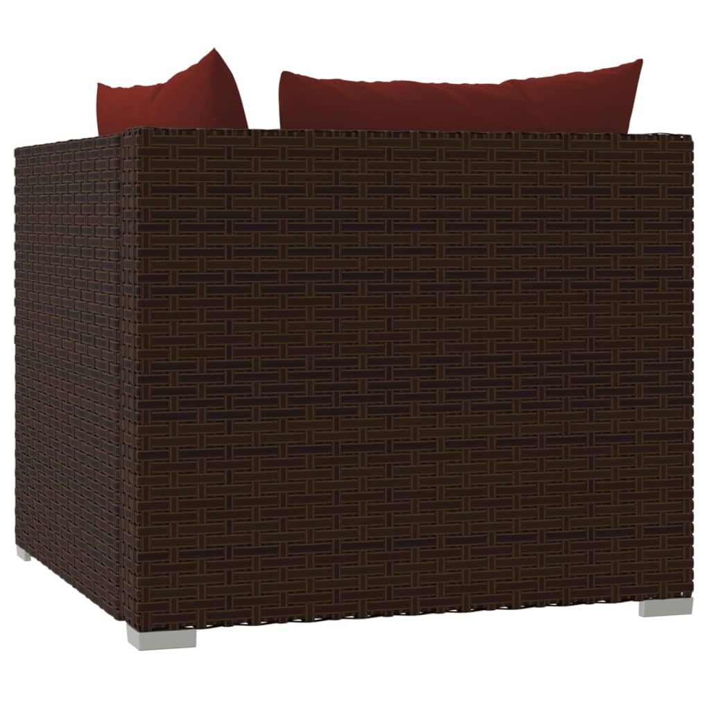 Patio Loveseat With Cushions Brown Poly Rattan