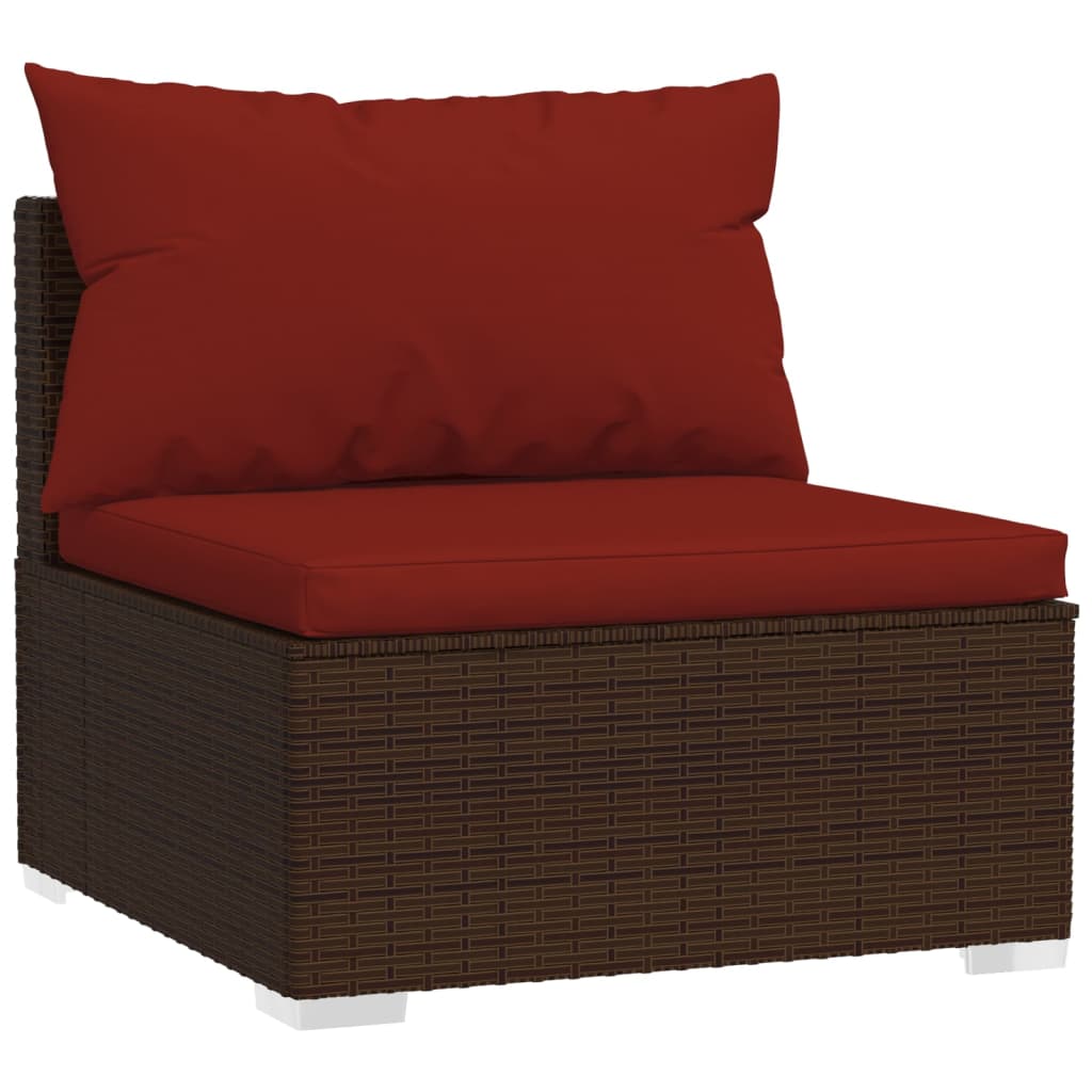 Wicker Patio Furniture 3 Piece With Cushions Brown Poly Rattan