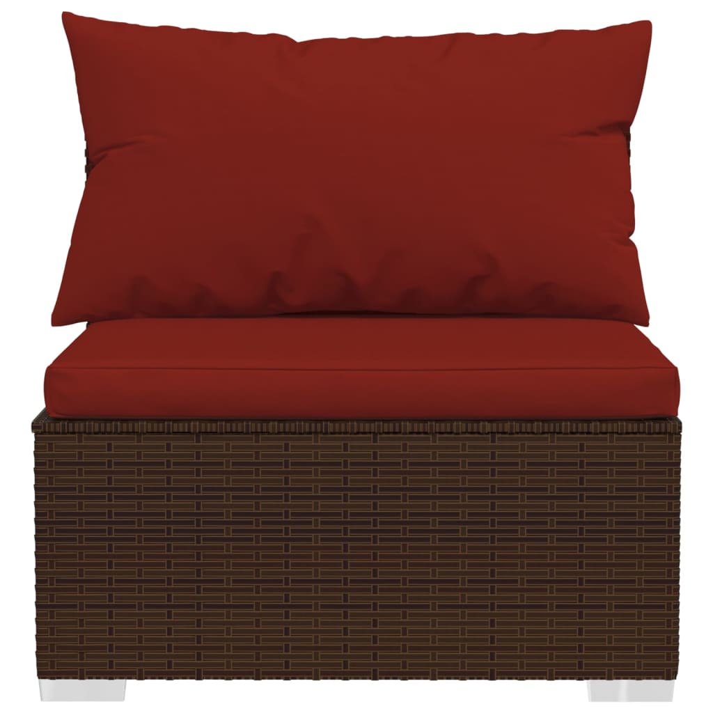 Wicker Patio Furniture 3 Piece With Cushions Brown Poly Rattan