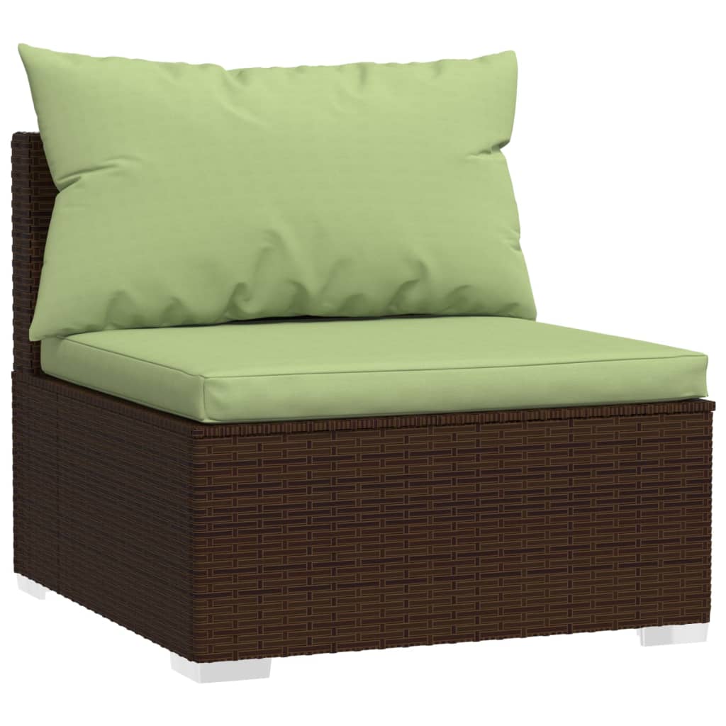 Wicker Patio Furniture 3 Piece With Cushions Brown Poly Rattan