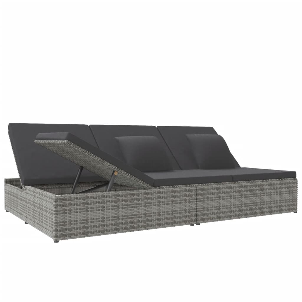 Convertible Sun Bed With Cushions Poly Rattan