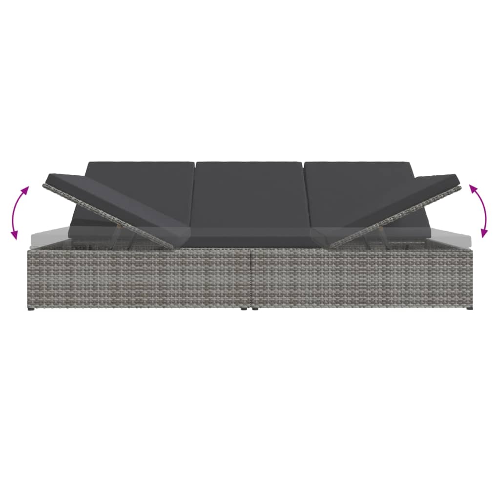 Convertible Sun Bed With Cushions Poly Rattan