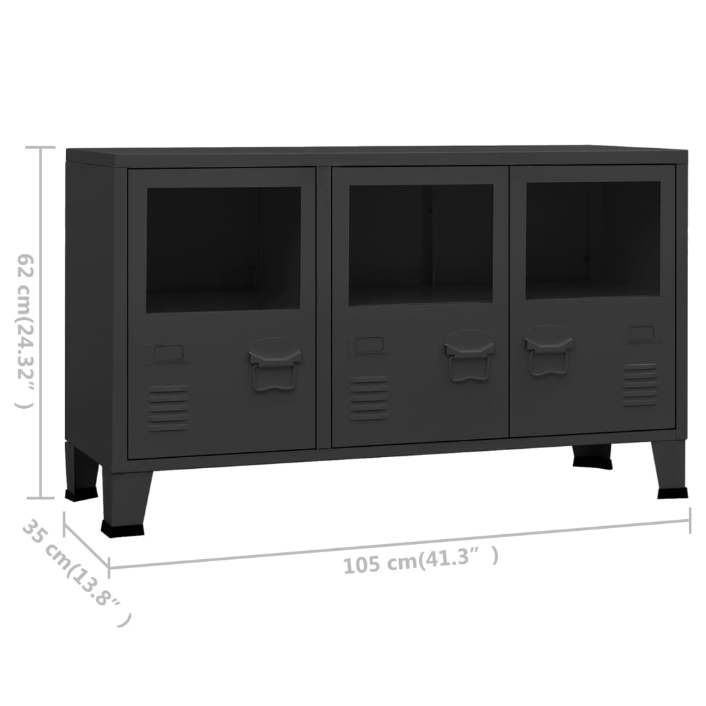 Industrial Sideboard 41.3&quot;X13.8&quot;X24.4&quot; Metal And Glass