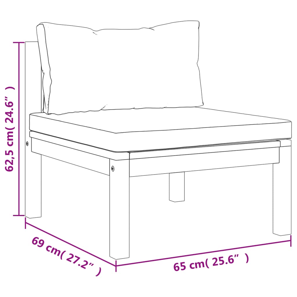 Patio Sofa With Cushion Solid Acacia Wood