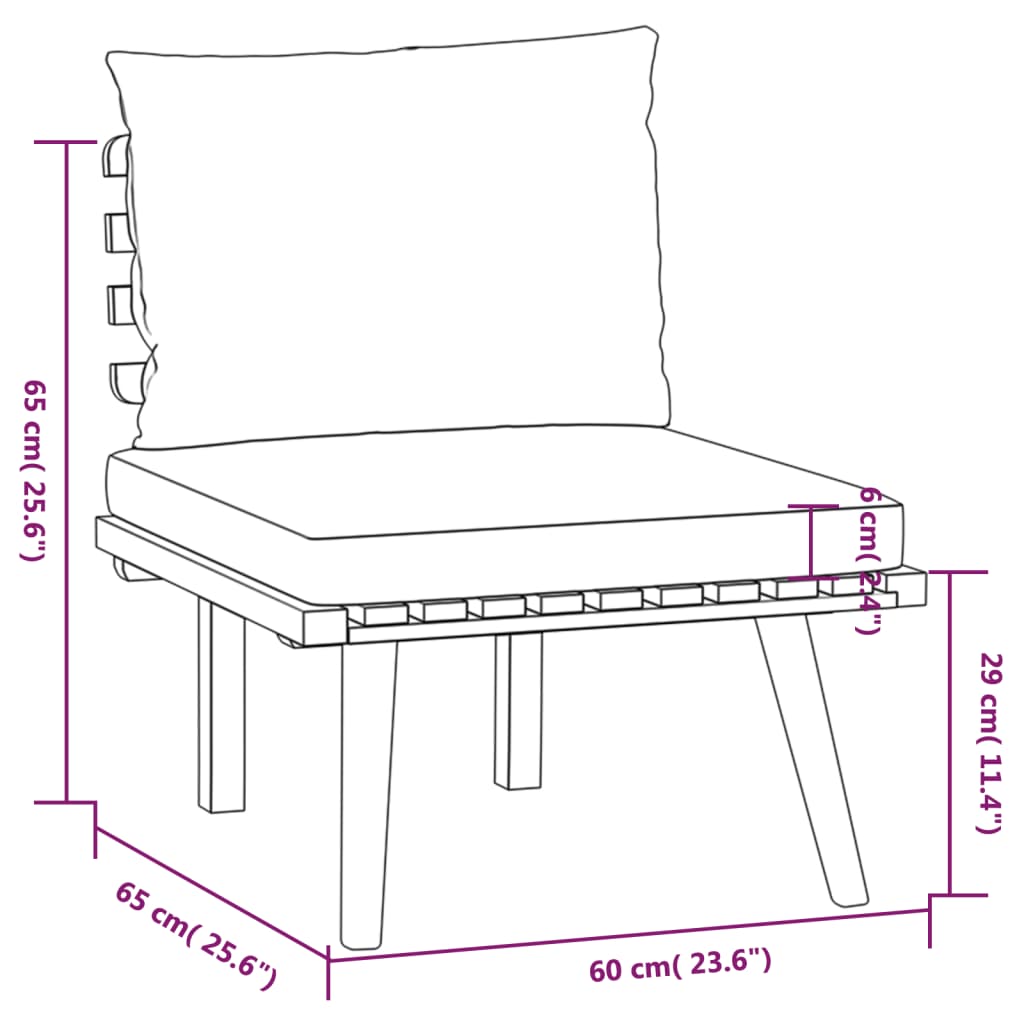 5 Piece Patio Lounge Set With Cushions Solid Acacia Wood