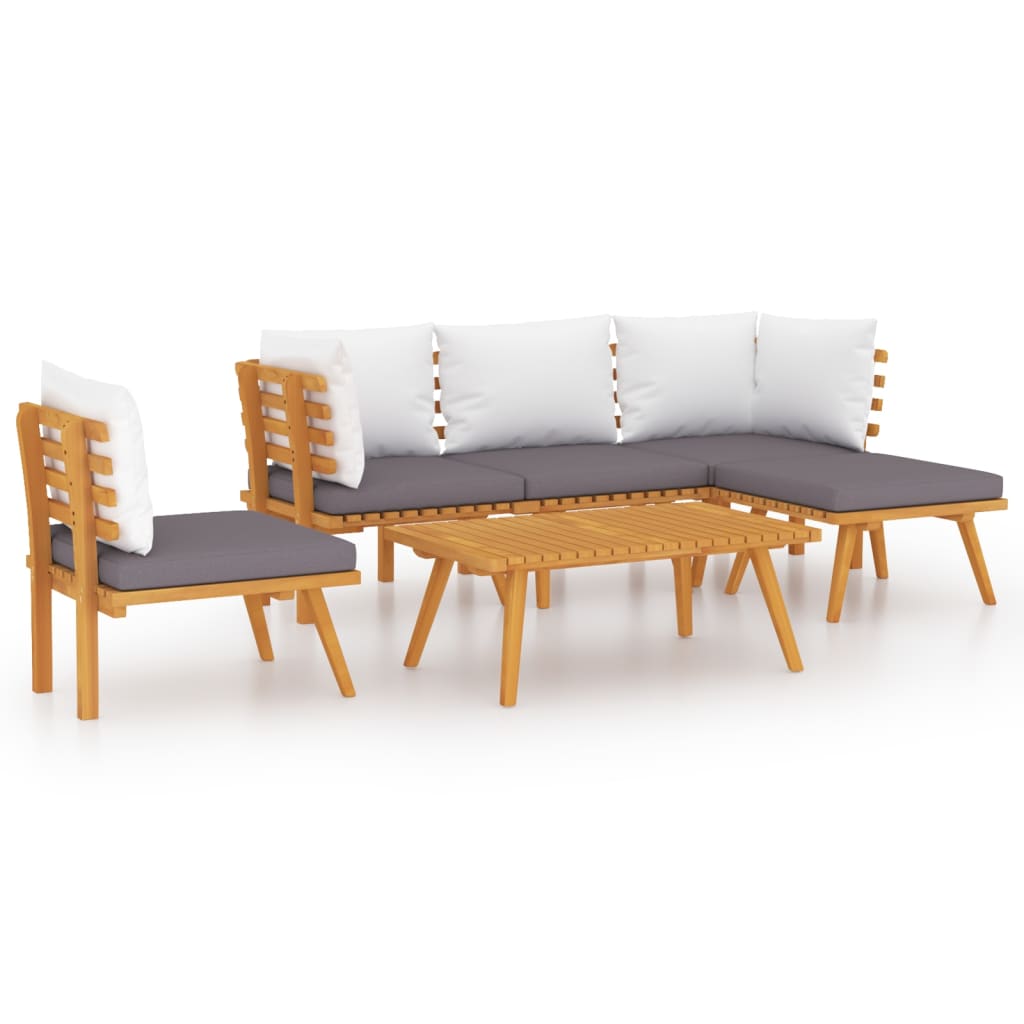 6 Piece Patio Lounge Set With Cushions Solid Acacia Wood