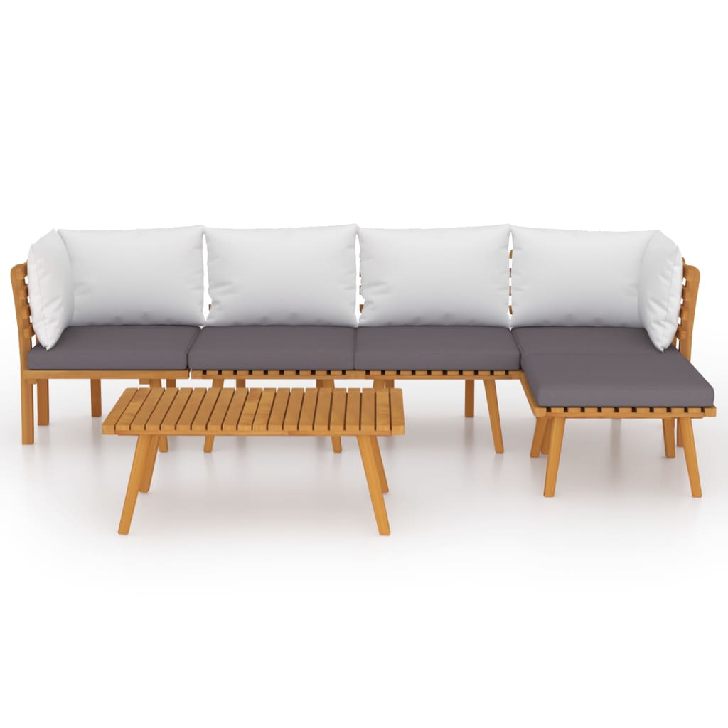 6 Piece Patio Lounge Set With Cushions Solid Acacia Wood