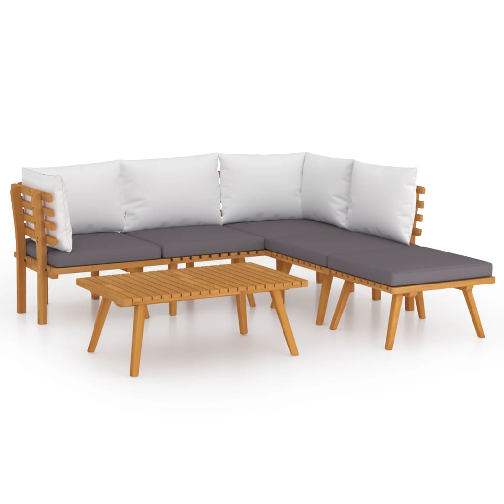 6 Piece Patio Lounge Set With Cushions Solid Acacia Wood