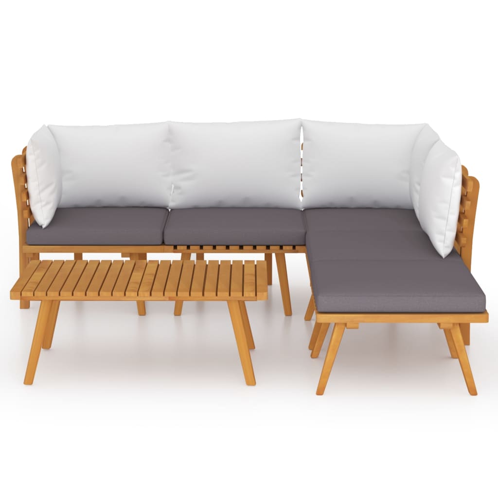 6 Piece Patio Lounge Set With Cushions Solid Acacia Wood