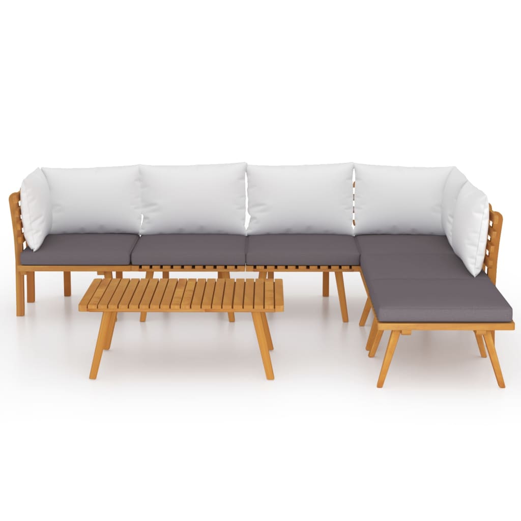 7 Piece Patio Lounge Set With Cushions Solid Acacia Wood