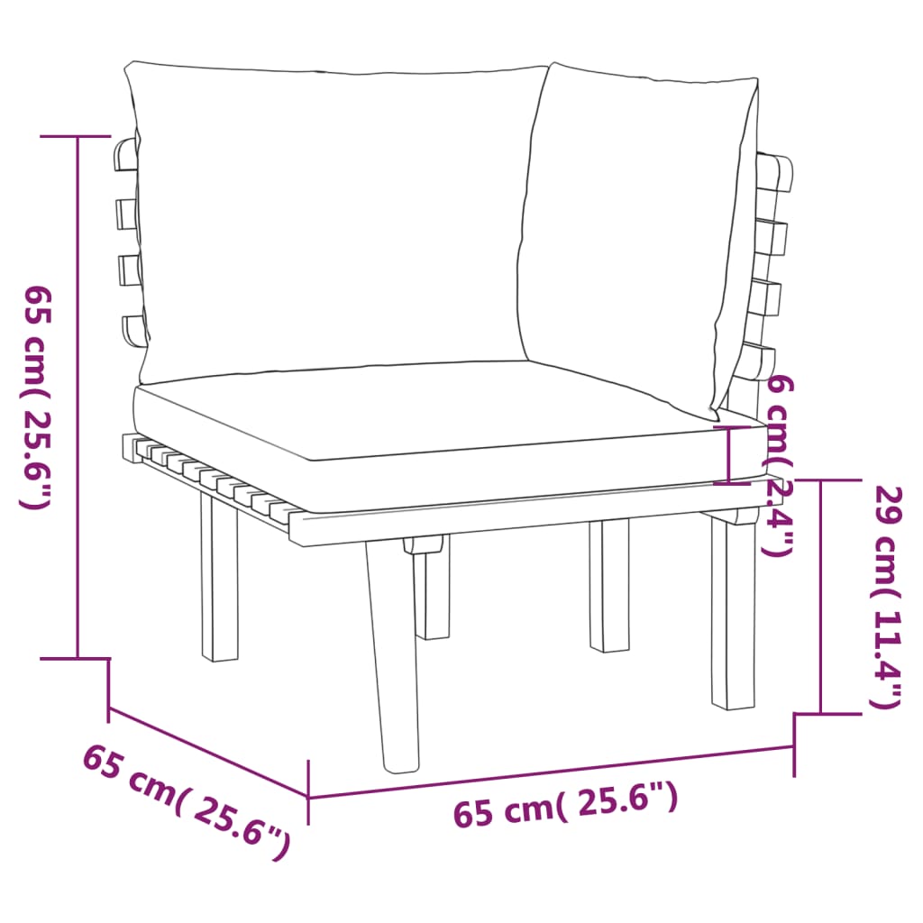 3 Piece Patio Lounge Set With Cushions Solid Acacia Wood