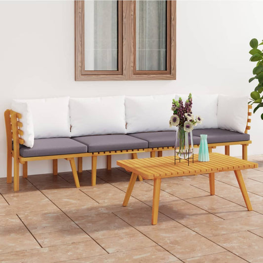 4 Piece Patio Lounge Set With Cushions Solid Acacia Wood