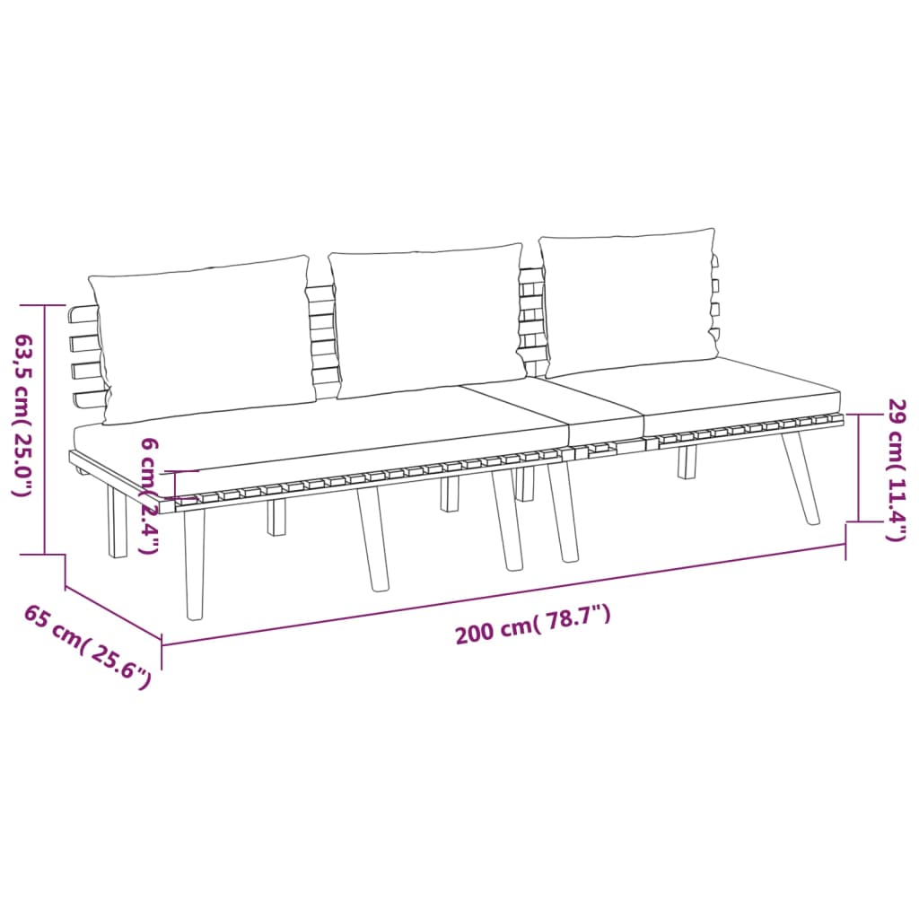 4 Piece Patio Lounge Set With Cushions Solid Acacia Wood