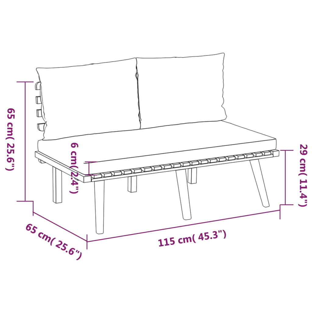 5 Piece Patio Lounge Set With Cushions Solid Acacia Wood