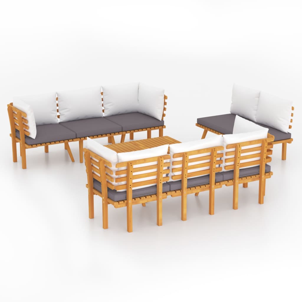 8 Piece Patio Lounge Set With Cushions Solid Acacia Wood