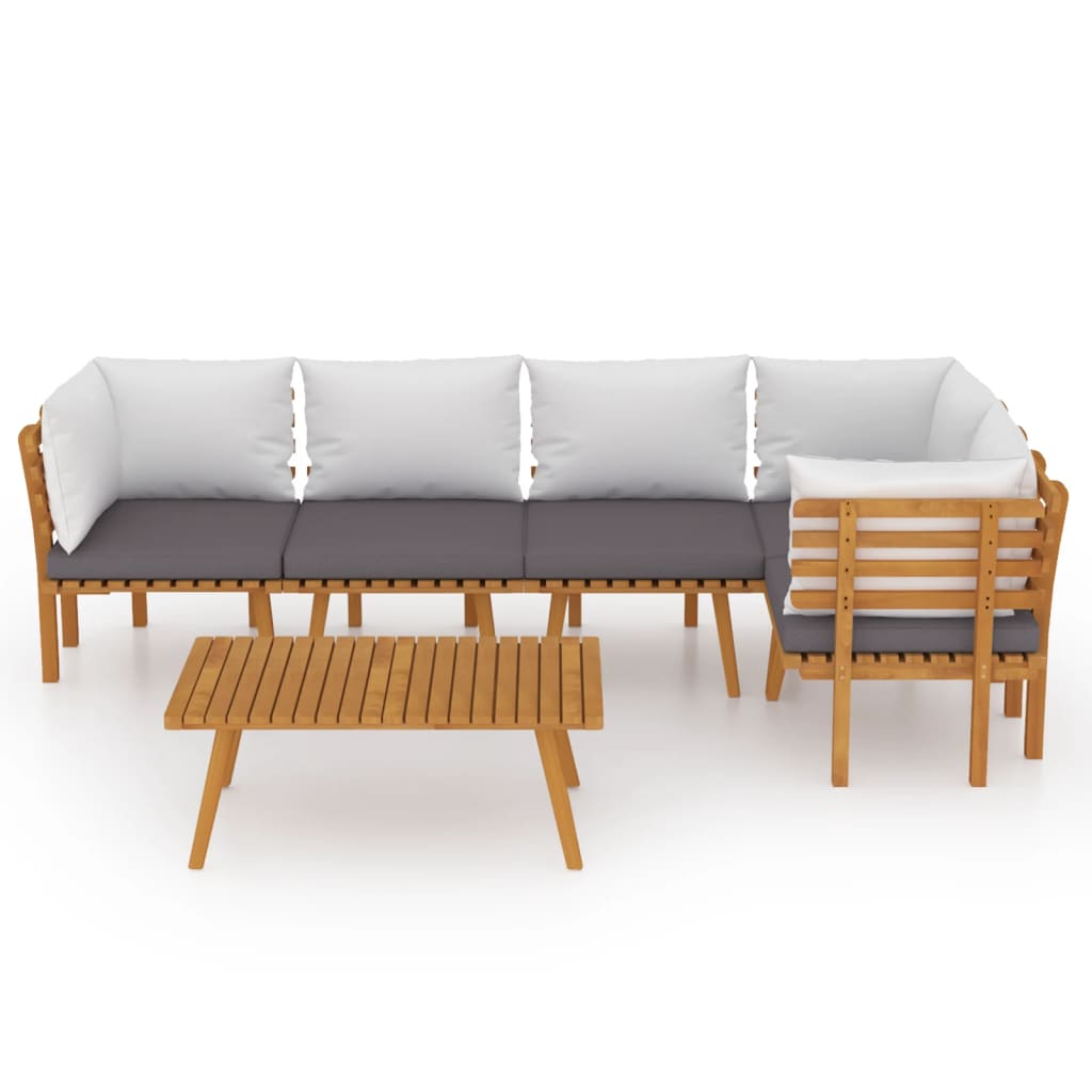 6 Piece Patio Lounge Set With Cushions Solid Acacia Wood