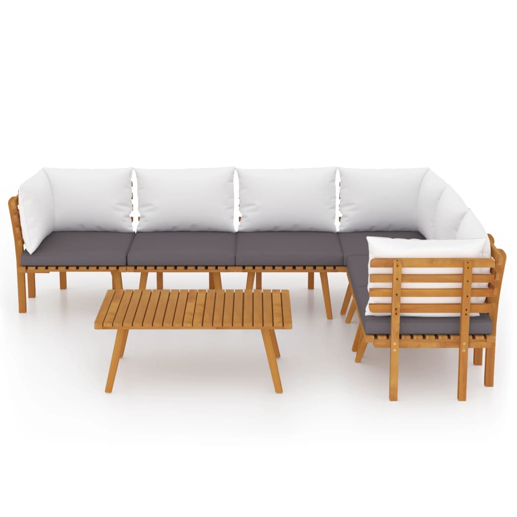 7 Piece Patio Lounge Set With Cushions Solid Acacia Wood