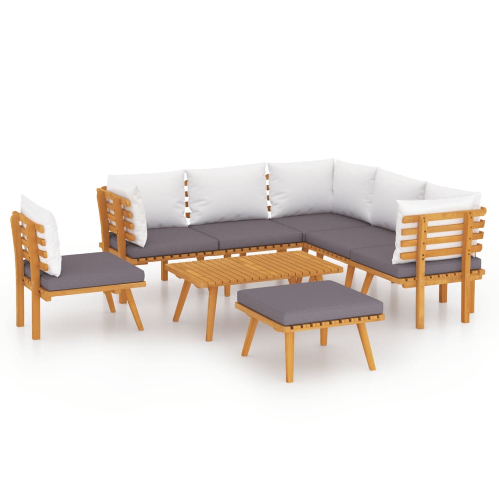 8 Piece Patio Lounge Set With Cushions Solid Acacia Wood