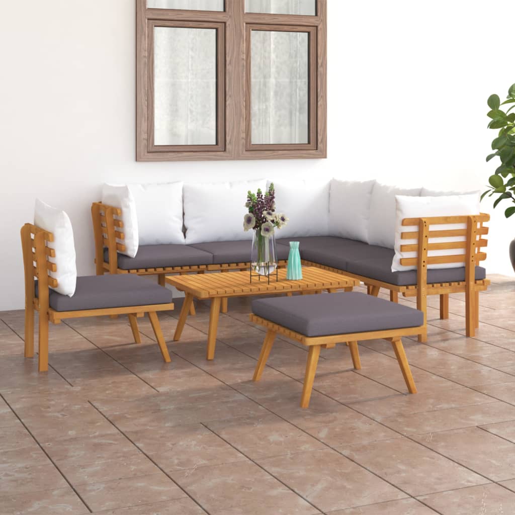 8 Piece Patio Lounge Set With Cushions Solid Acacia Wood