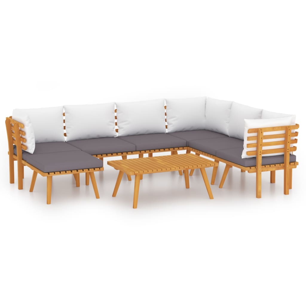 8 Piece Patio Lounge Set With Cushions Solid Acacia Wood