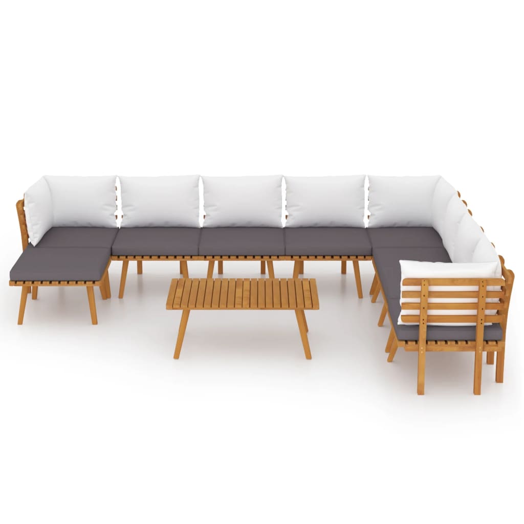 9 Piece Patio Lounge Set With Cushions Solid Acacia Wood