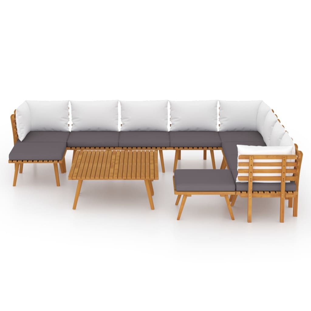 12 Piece Patio Lounge Set With Cushions Solid Acacia Wood