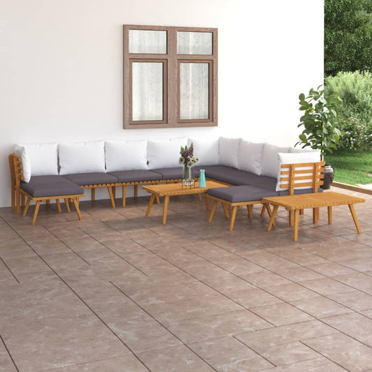 12 Piece Patio Lounge Set With Cushions Solid Acacia Wood