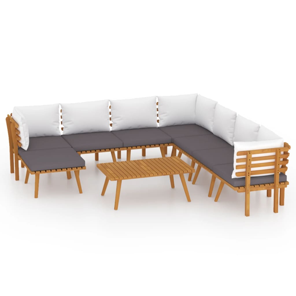 9 Piece Patio Lounge Set With Cushions Solid Acacia Wood