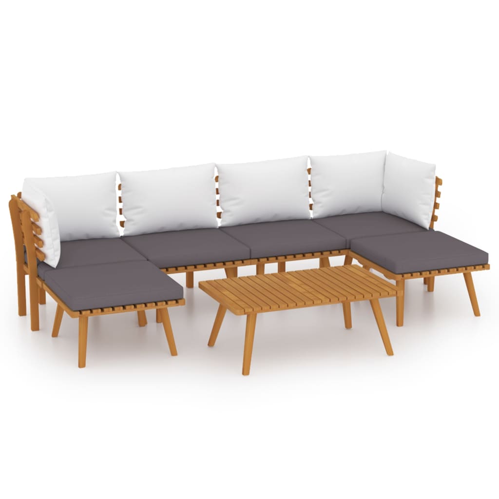 7 Piece Patio Lounge Set With Cushions Solid Acacia Wood