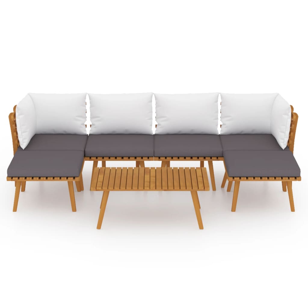 7 Piece Patio Lounge Set With Cushions Solid Acacia Wood