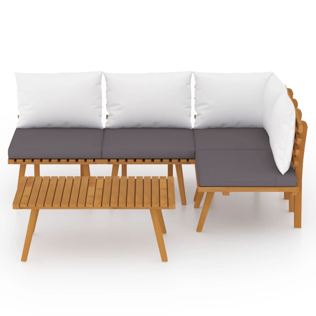 5 Piece Patio Lounge Set With Cushions Solid Acacia Wood