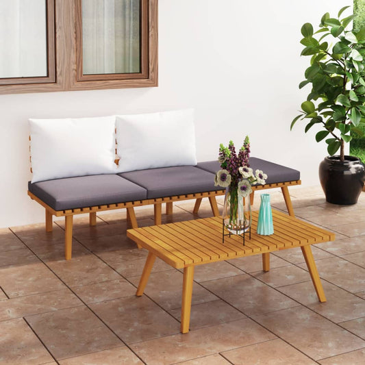 4 Piece Patio Lounge Set With Cushions Solid Acacia Wood