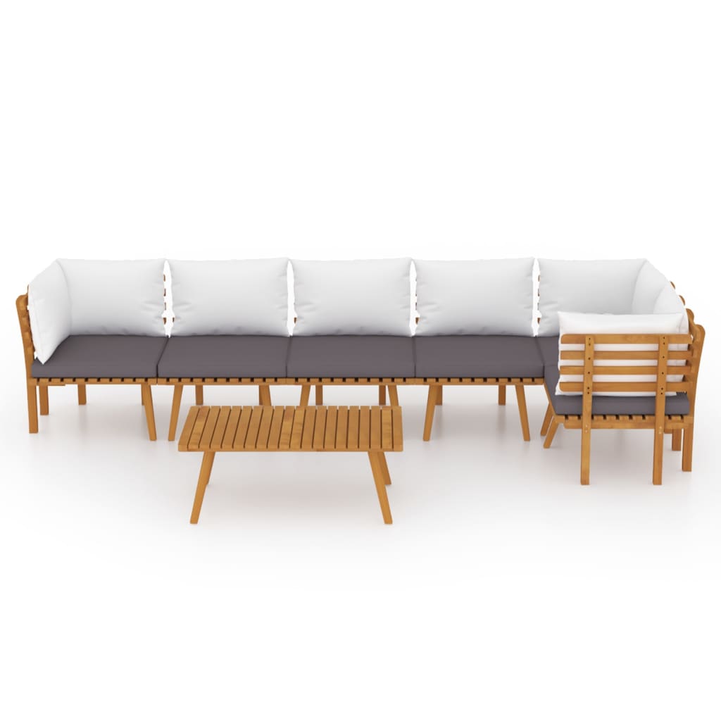 7 Piece Patio Lounge Set With Cushions Solid Acacia Wood