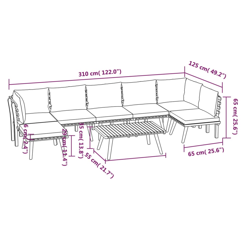 8 Piece Patio Lounge Set With Cushions Solid Acacia Wood