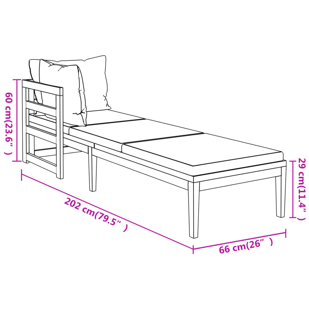 3 Piece Patio Lounge Set With Cushions Acacia Wood