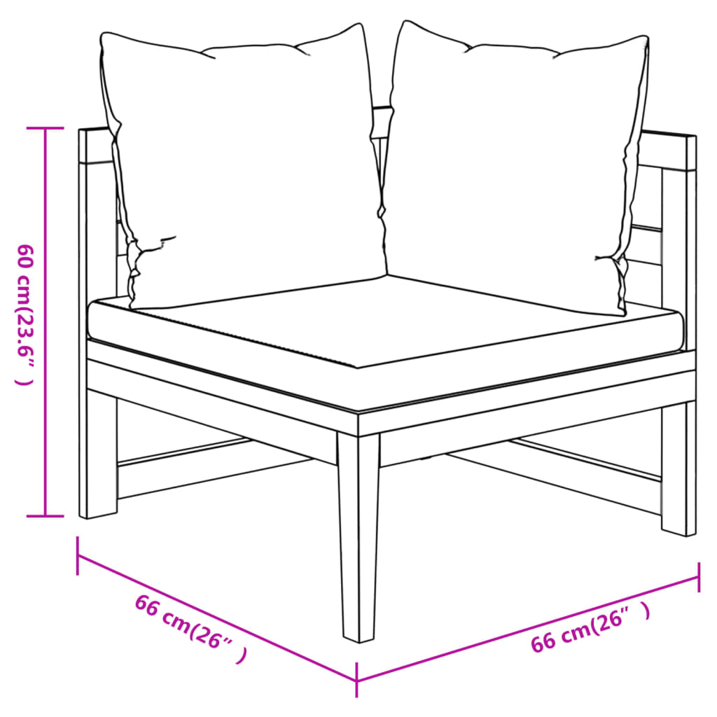 3 Piece Patio Lounge Set With Cushions Acacia Wood