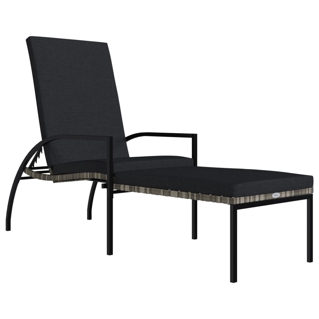 Sun Lounger With Footrest Pe Rattan