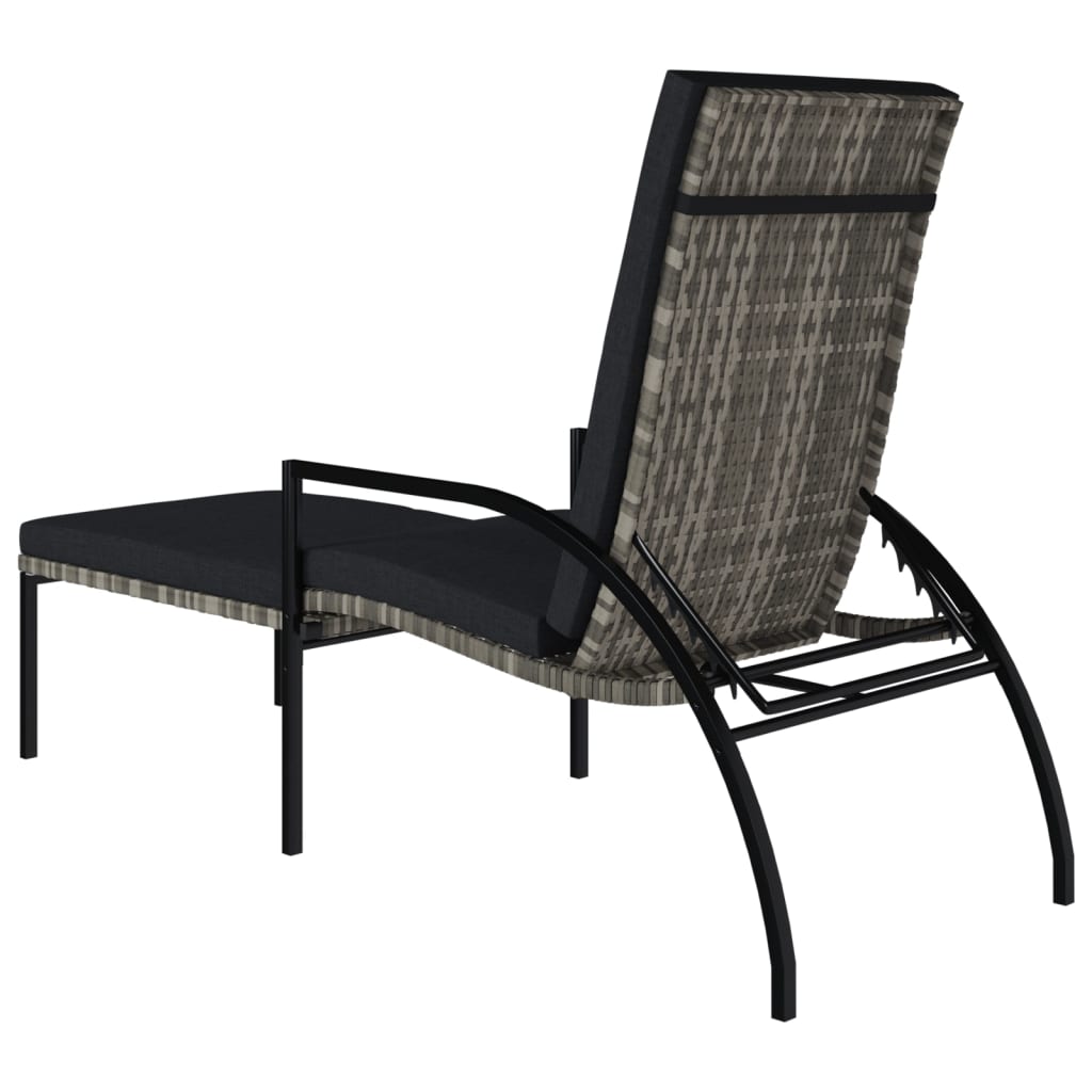 Sun Lounger With Footrest Pe Rattan