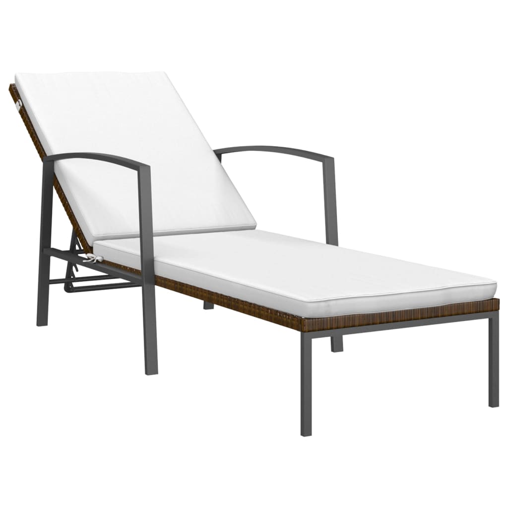 Patio Sun Lounger With Cushion Poly Rattan