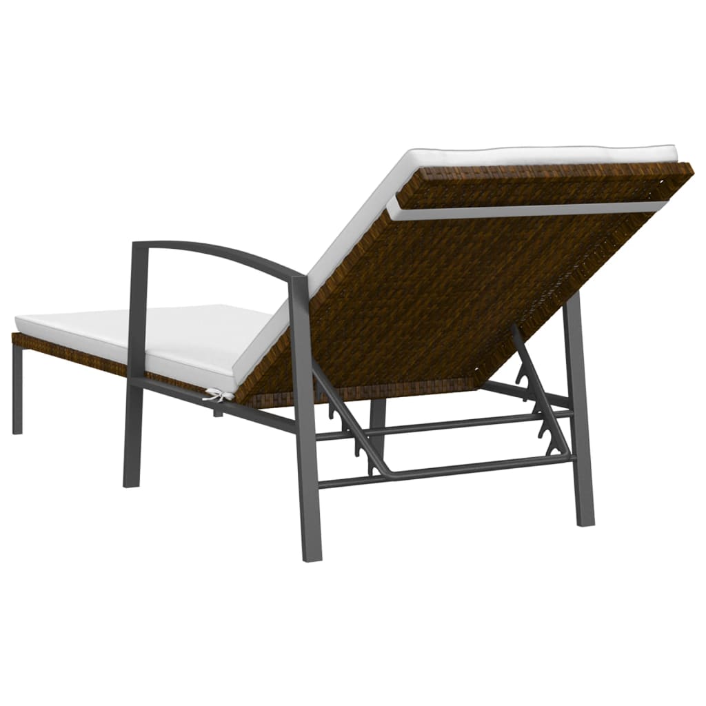 Patio Sun Lounger With Cushion Poly Rattan