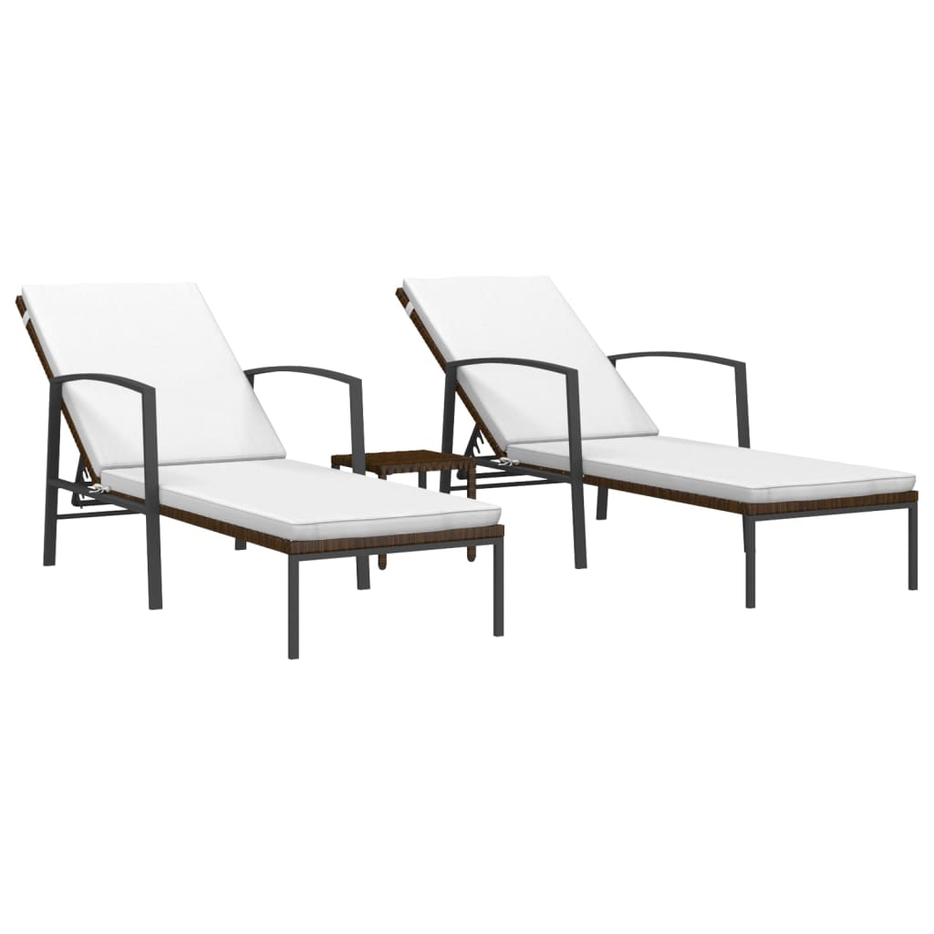 Sun Loungers 2 Pcs With Table Poly Rattan