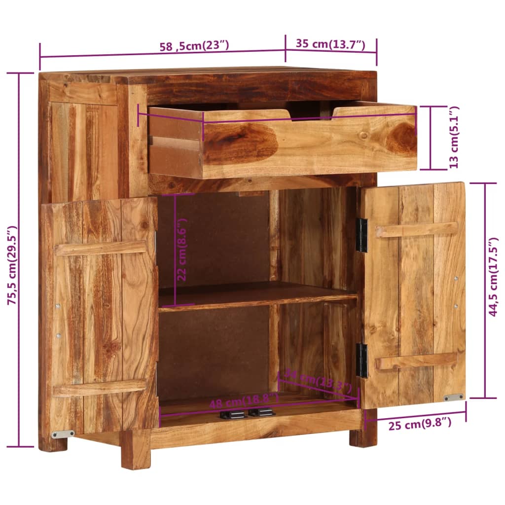 Sideboard 23&quot;X13.8&quot;X29.7&quot; Solid Wood Acacia