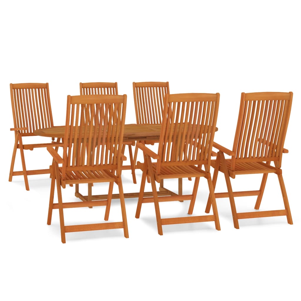 7 Piece Patio Dining Set Solid Wood Eucalyptus